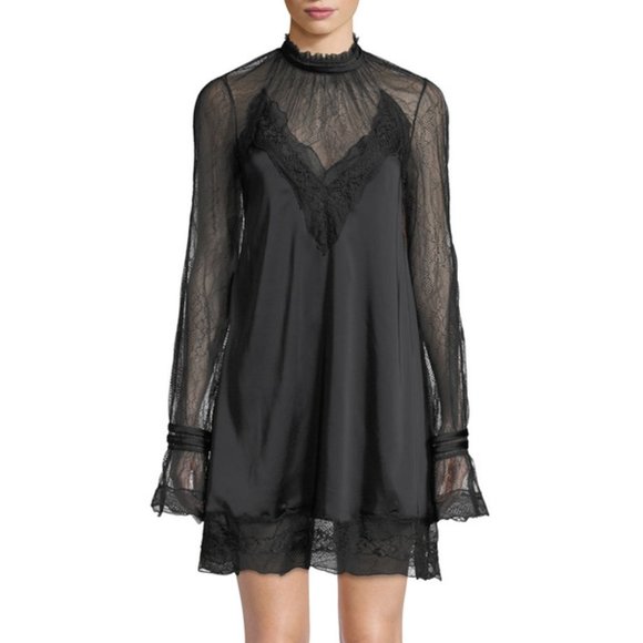 Johnathan Simkhai Dresses & Skirts - Jonathan Simkhai Satin and Lace Mini Black Dress